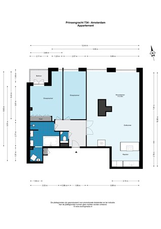 Floor plan - Prinsengracht 734E, 1017 LC Amsterdam 